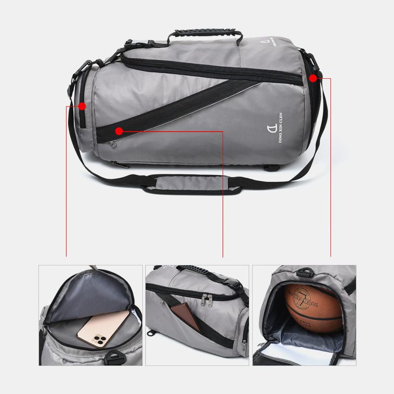 Unisex Nylon Vanntett Slitemotstand Utendørs Brise Stor Kapasitet Basketball Oppbevaringsveske Reiseveske Gym Veske Ryggsekk