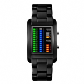 Business Style Led-skjerm Armbåndsur Stålbånd Creative Style Digital Watch