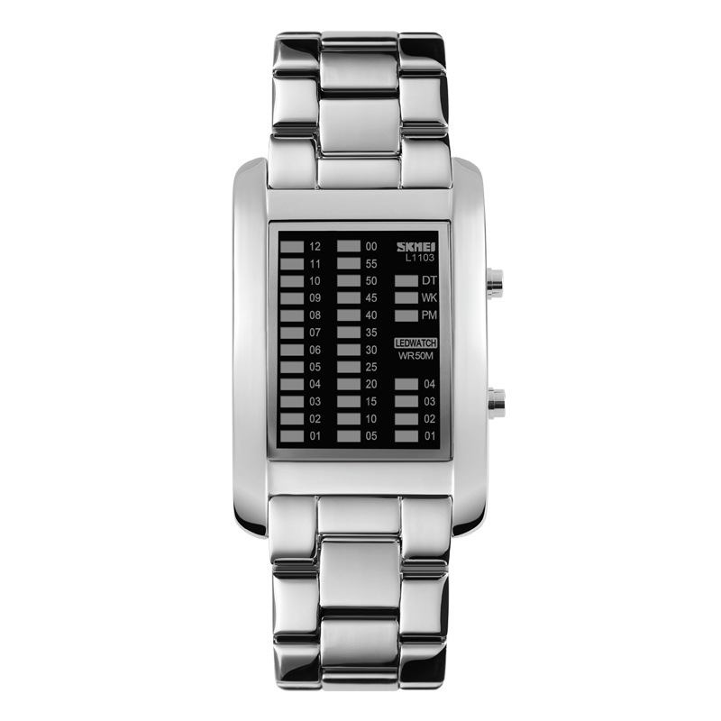 Business Style Led-skjerm Armbåndsur Stålbånd Creative Style Digital Watch