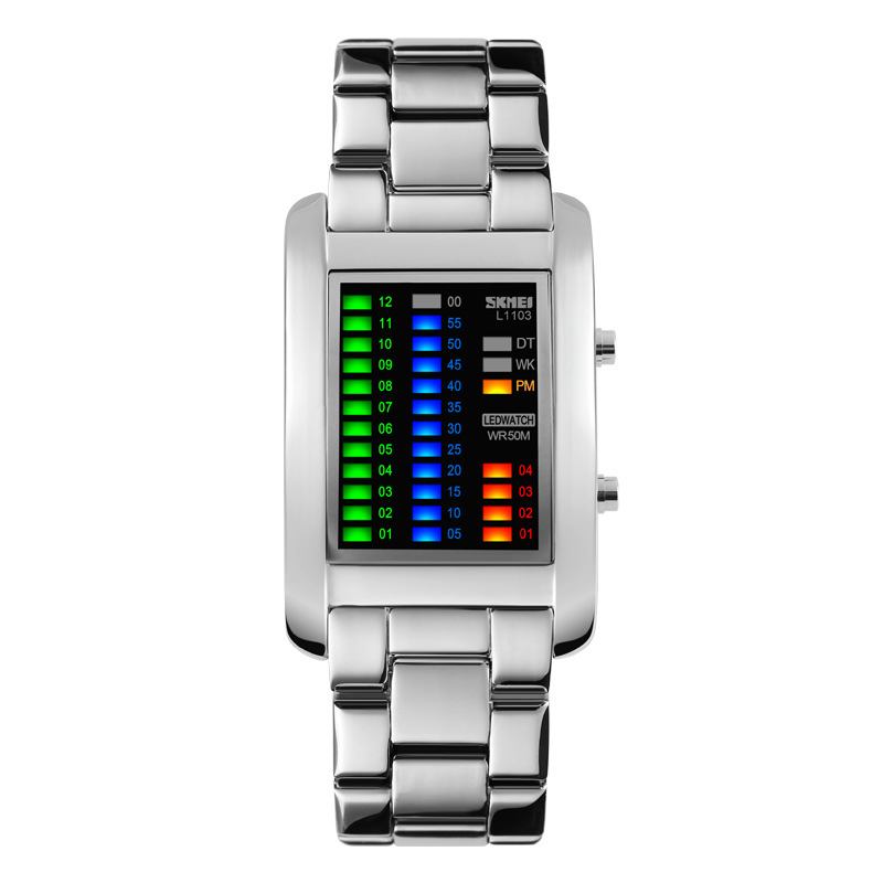 Business Style Led-skjerm Armbåndsur Stålbånd Creative Style Digital Watch