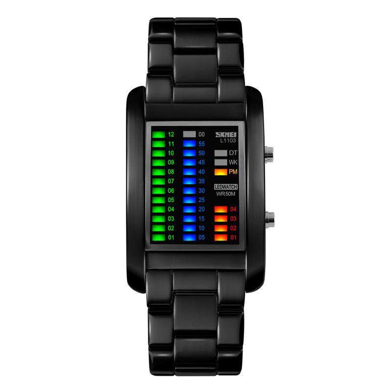 Business Style Led-skjerm Armbåndsur Stålbånd Creative Style Digital Watch