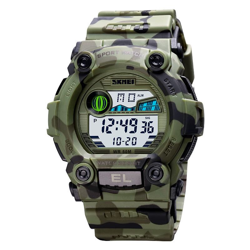 Chronograph Sport Herre Armbåndsur Lysende Display Vanntett Led Digital Watch