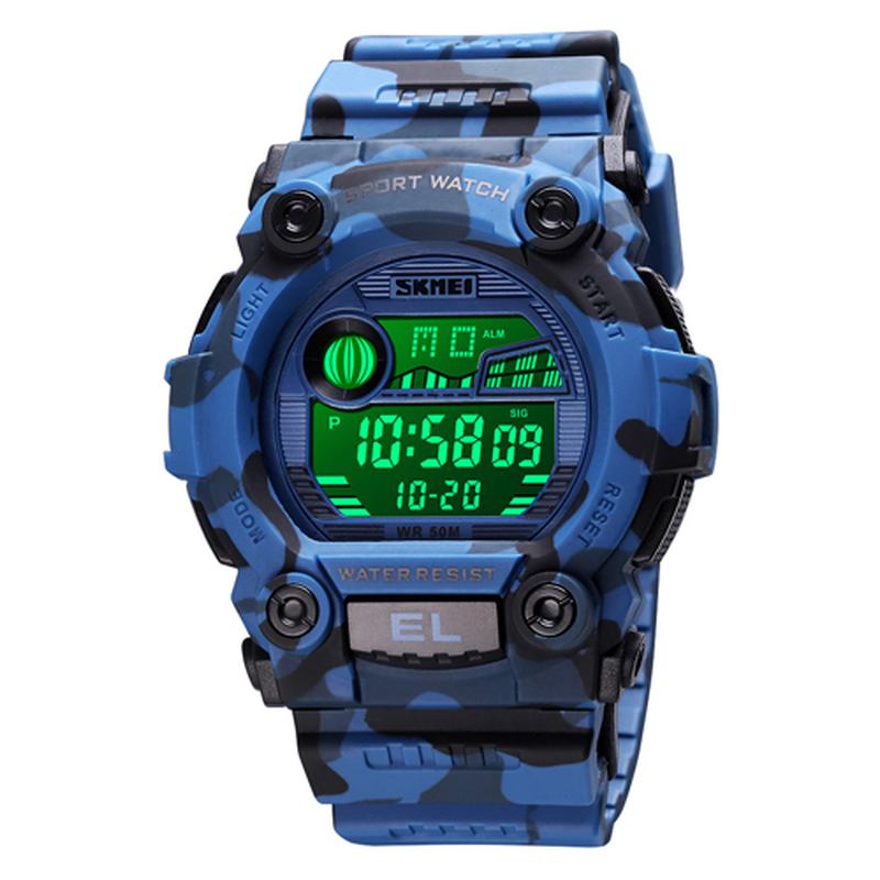 Chronograph Sport Herre Armbåndsur Lysende Display Vanntett Led Digital Watch