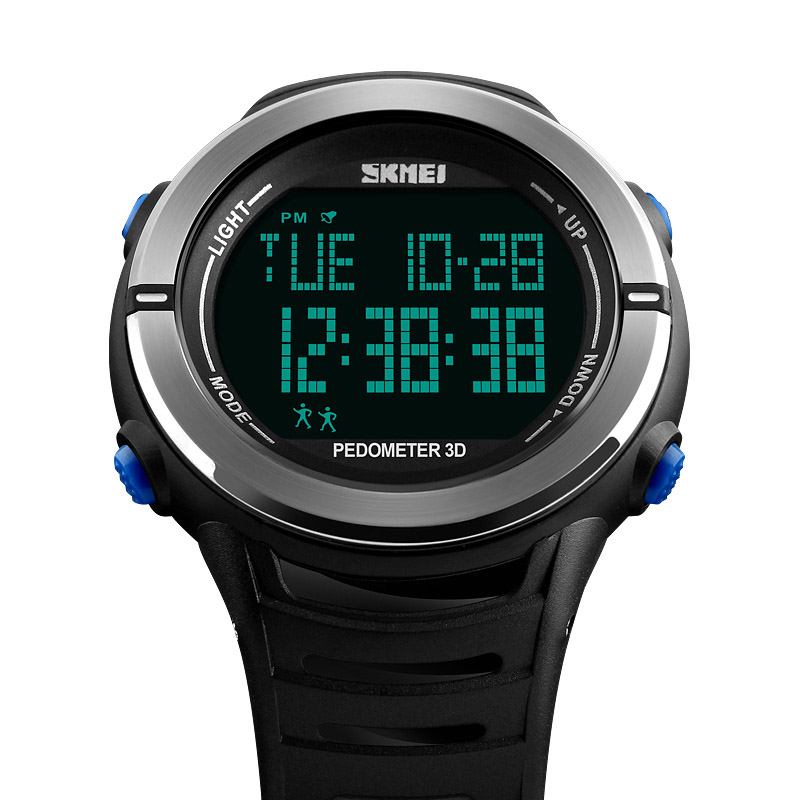 Digital Klokke Mannlig Mote Sport Multi-function Alarm Skritteller Armbåndsur