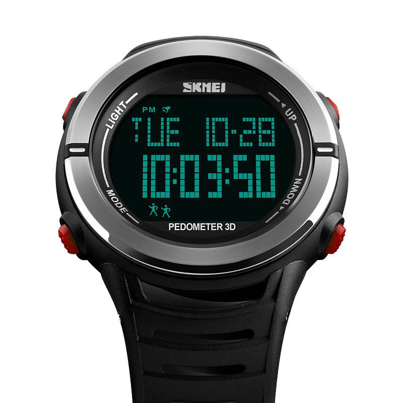 Digital Klokke Mannlig Mote Sport Multi-function Alarm Skritteller Armbåndsur