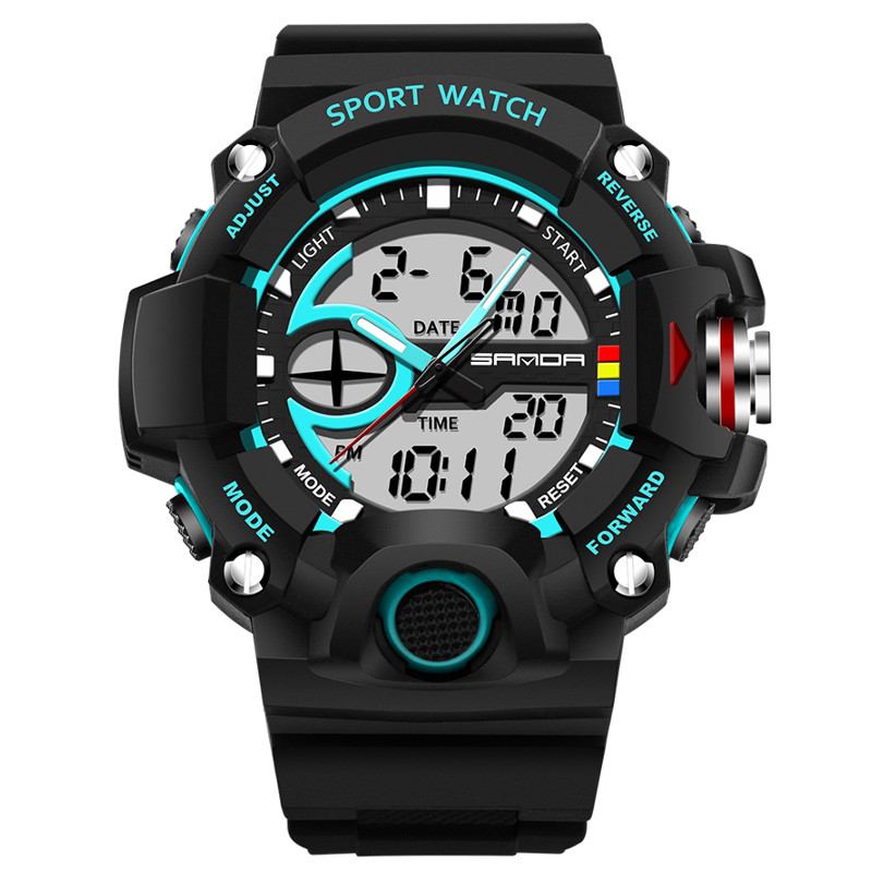 Dual Display Multi-function Sport Stoppeklokke Utendørs Mote Herre Digital Watch