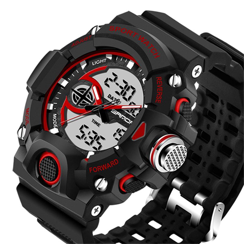 Dual Display Multi-function Sport Stoppeklokke Utendørs Mote Herre Digital Watch