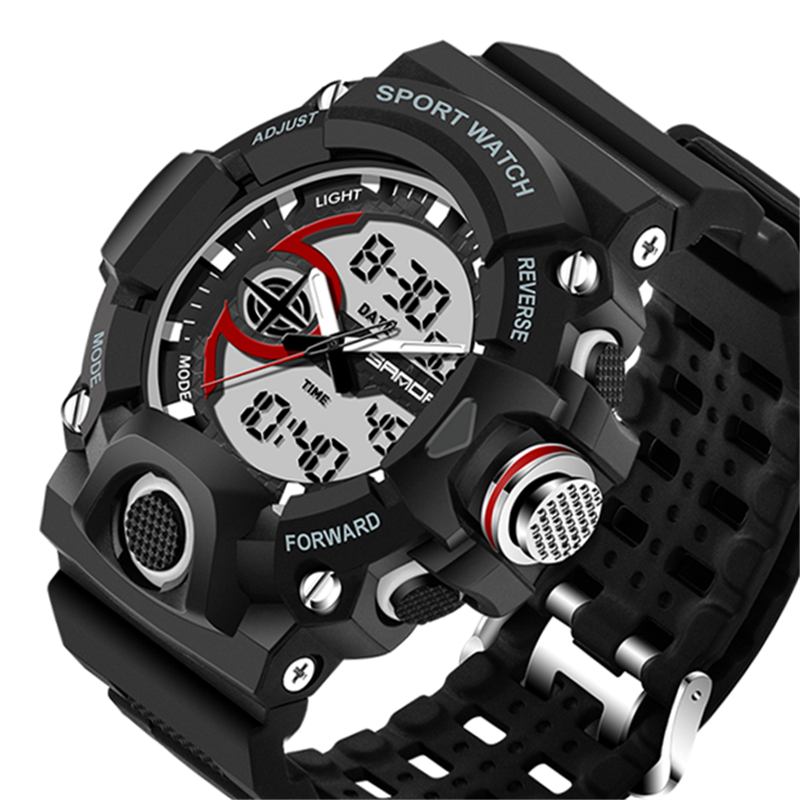 Dual Display Multi-function Sport Stoppeklokke Utendørs Mote Herre Digital Watch