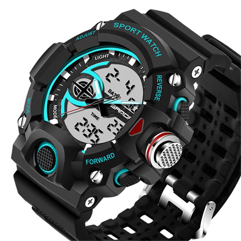 Dual Display Multi-function Sport Stoppeklokke Utendørs Mote Herre Digital Watch