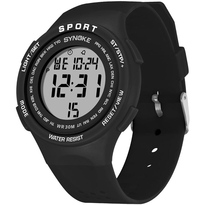 El Display Silikonrem Sport Klokke 3atm Vanntett Alarm Student Digital Watch