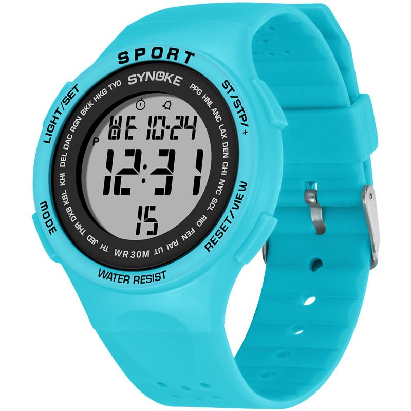 El Display Silikonrem Sport Klokke 3atm Vanntett Alarm Student Digital Watch