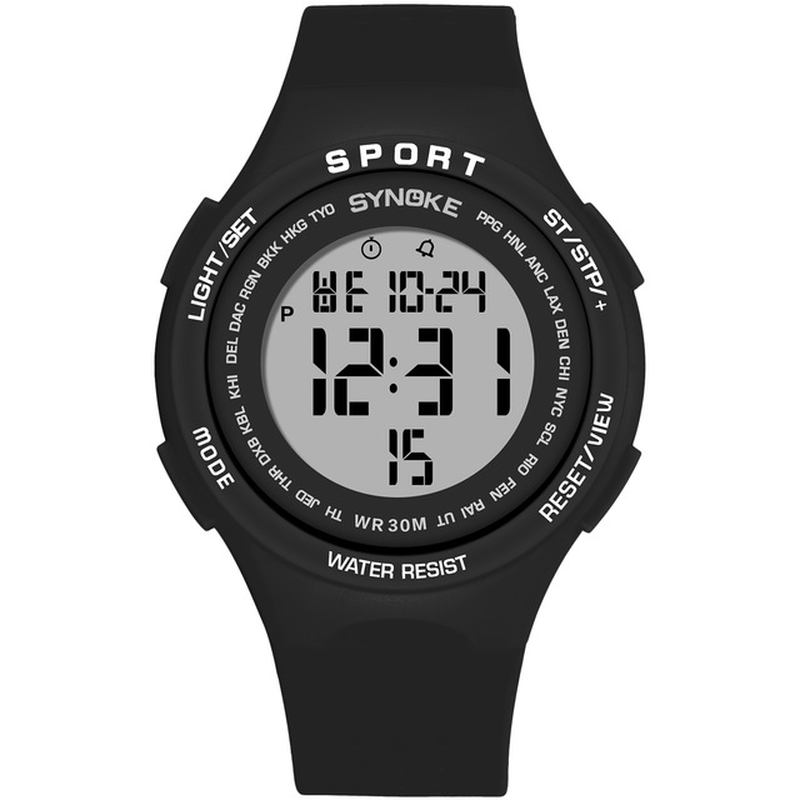 El Display Silikonrem Sport Klokke 3atm Vanntett Alarm Student Digital Watch