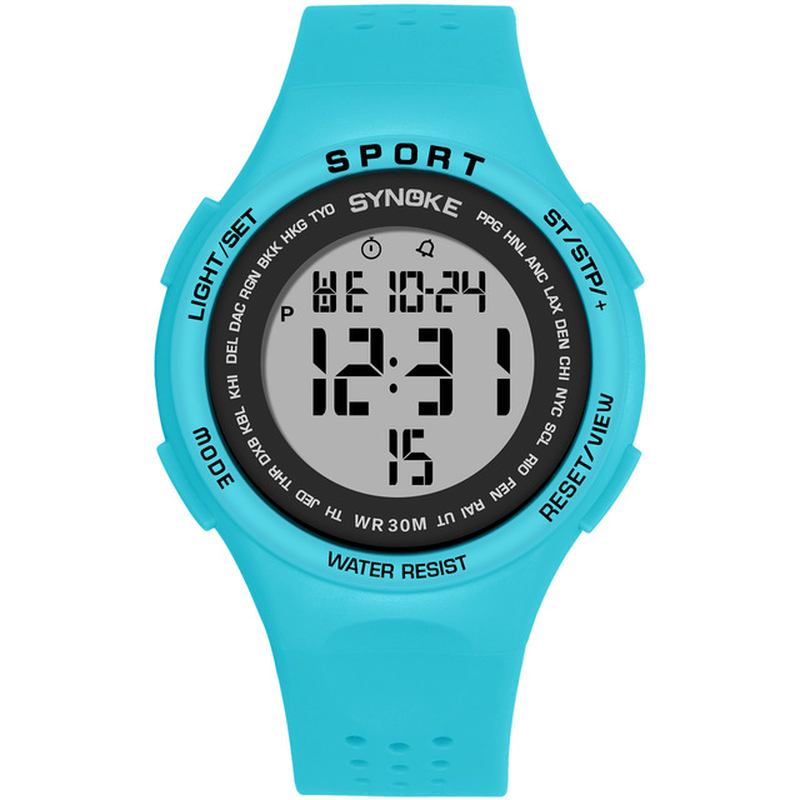 El Display Silikonrem Sport Klokke 3atm Vanntett Alarm Student Digital Watch