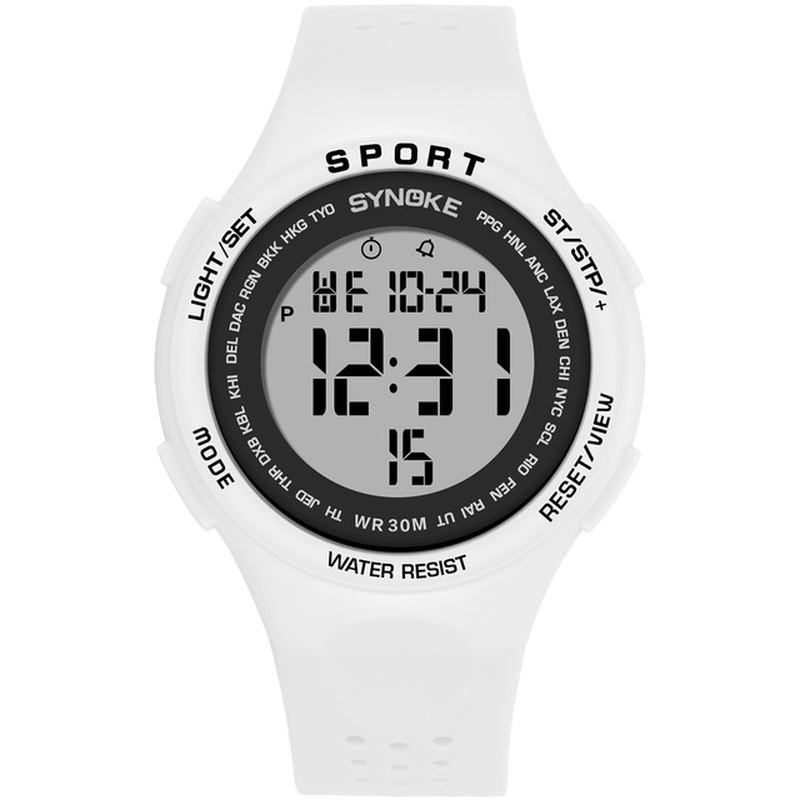 El Display Silikonrem Sport Klokke 3atm Vanntett Alarm Student Digital Watch