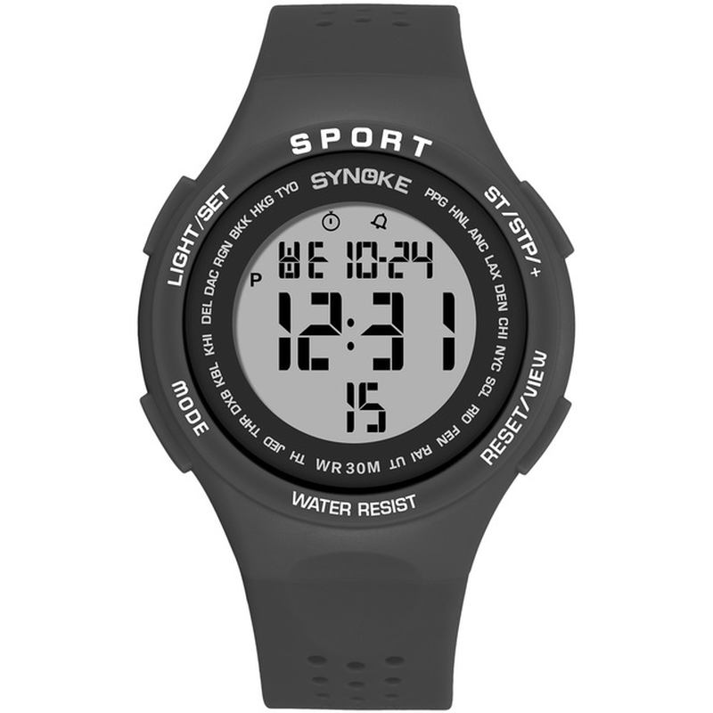 El Display Silikonrem Sport Klokke 3atm Vanntett Alarm Student Digital Watch