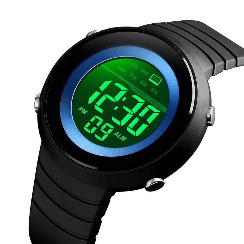 Enkelt Design Baklys Led 50m Vanntett Chronograph Week Digital Watch Herreklokke