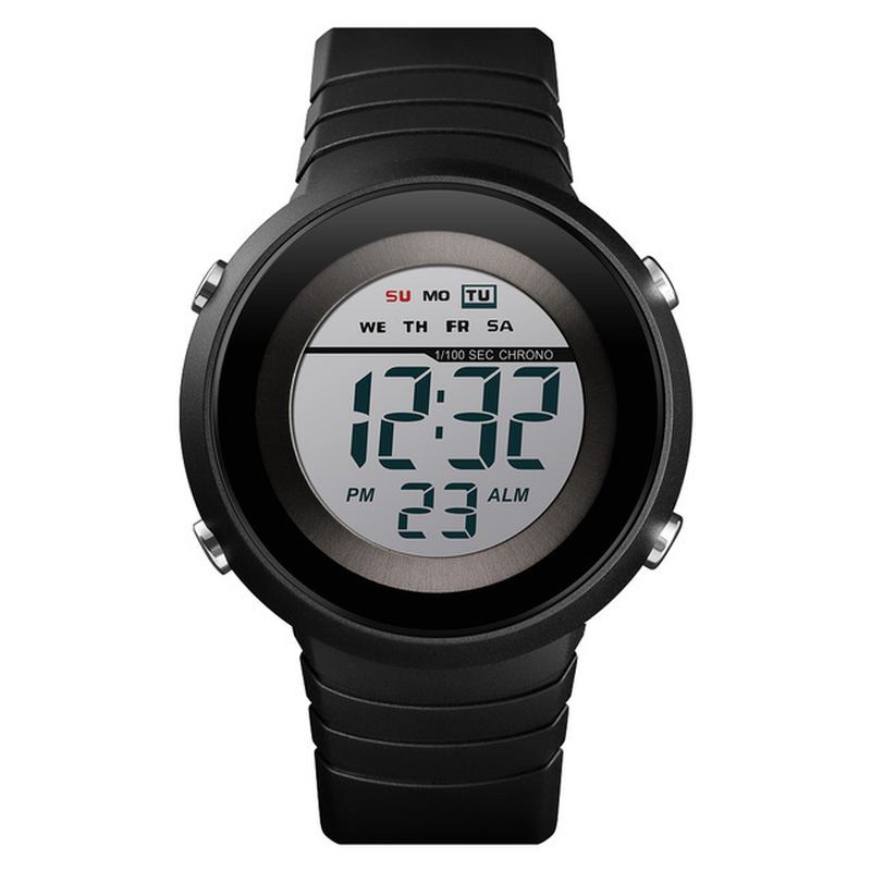 Enkelt Design Baklys Led 50m Vanntett Chronograph Week Digital Watch Herreklokke