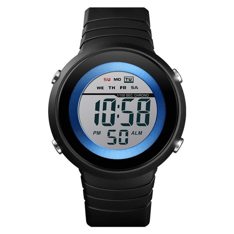 Enkelt Design Baklys Led 50m Vanntett Chronograph Week Digital Watch Herreklokke