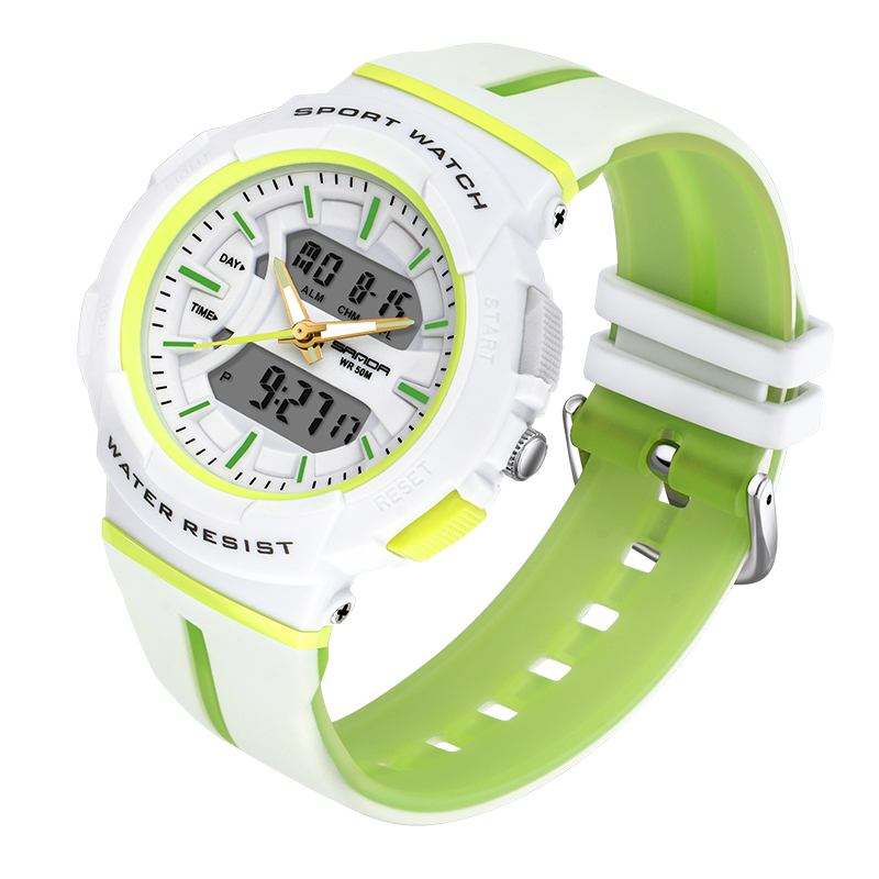 Fresh Color Mote Style Lysende Display Støtsikker Dual Display Digital Watch