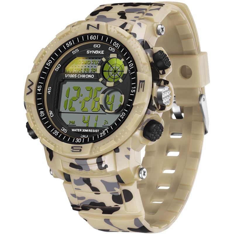 Sport Herreklokke Vanntett Lysende Dato Uke Skjerm Camouflage Outdoor Digital Watch