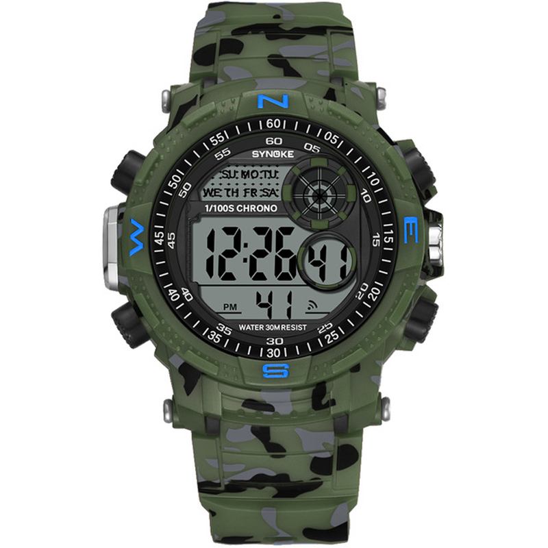 Sport Herreklokke Vanntett Lysende Dato Uke Skjerm Camouflage Outdoor Digital Watch