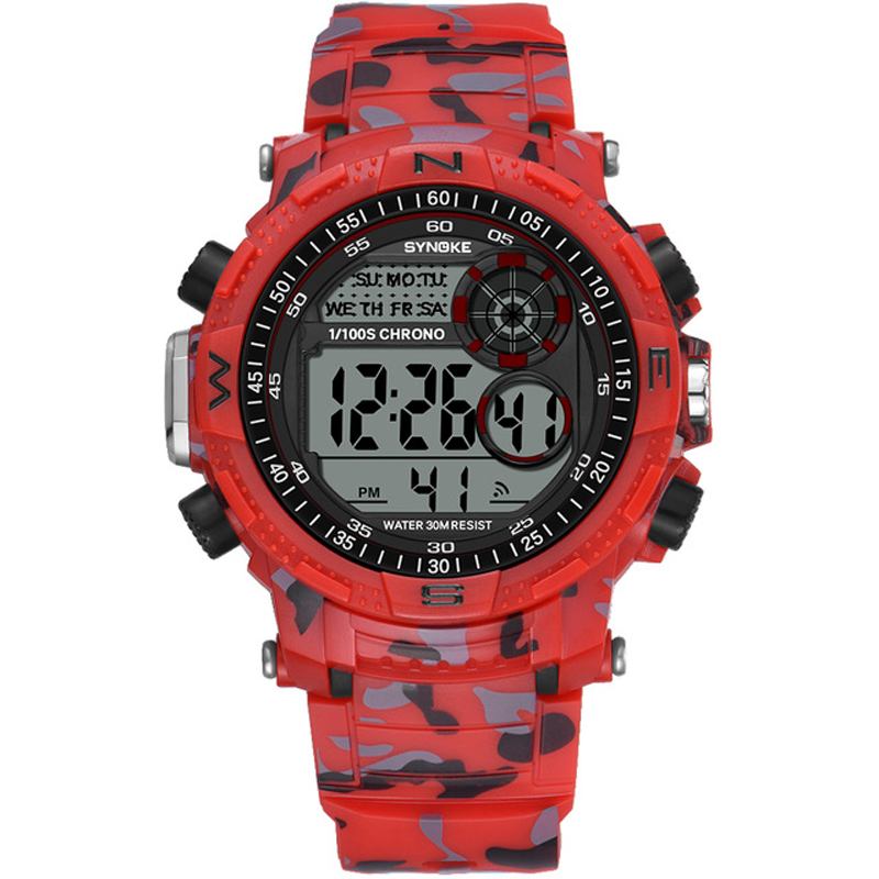 Sport Herreklokke Vanntett Lysende Dato Uke Skjerm Camouflage Outdoor Digital Watch