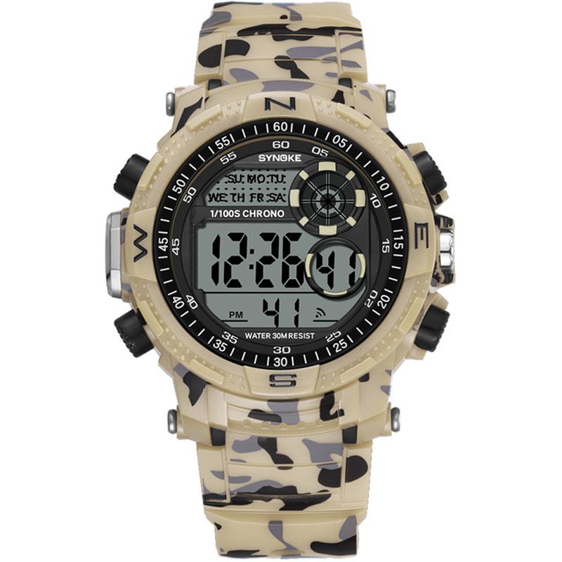 Sport Herreklokke Vanntett Lysende Dato Uke Skjerm Camouflage Outdoor Digital Watch