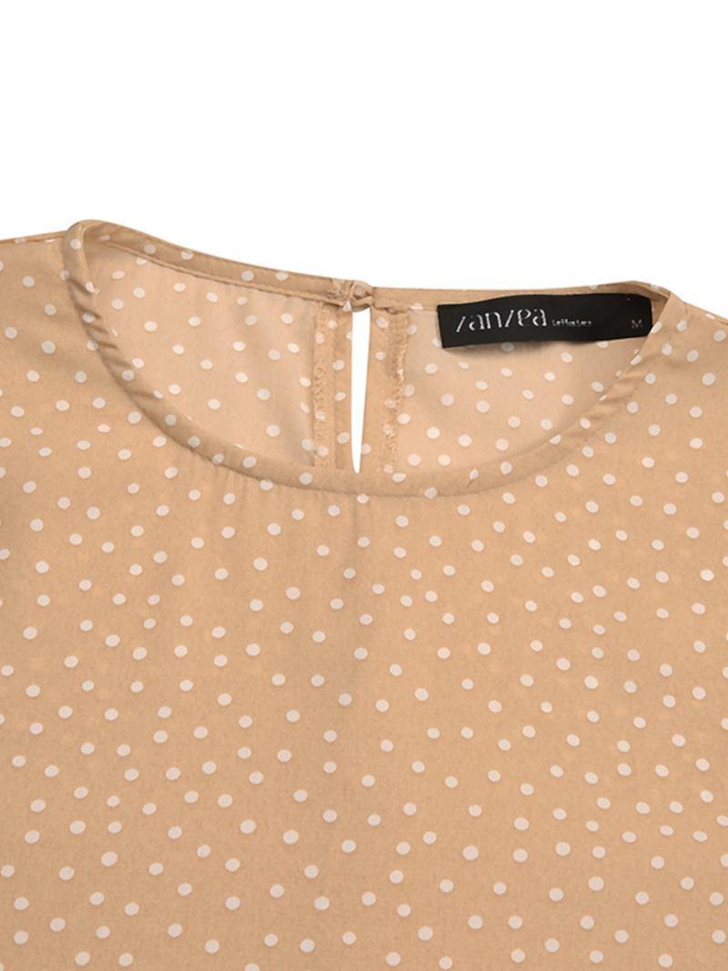 Polka Dot Med Trykk Frill Trim Lace Up Fritids Maxikjoler Med Lange Puffermer For Kvinner