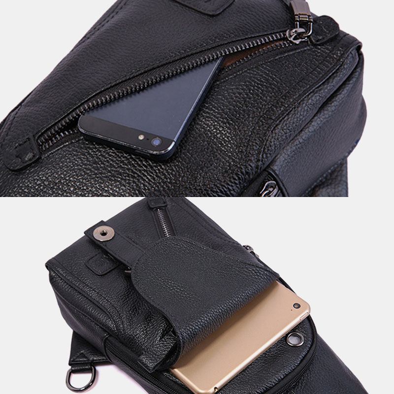 Brystveske I Ekte Skinn For Menn Skulderveske Crossbody-veske