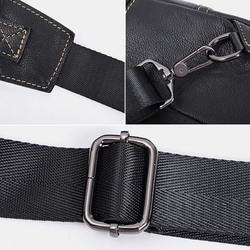 Ekte Skinn For Menn Med Stor Kapasitet Utendørs Uformelt Brystveske Cabriolet Skulderstropp Multi-lomme Skulderveske Crossbody-veske