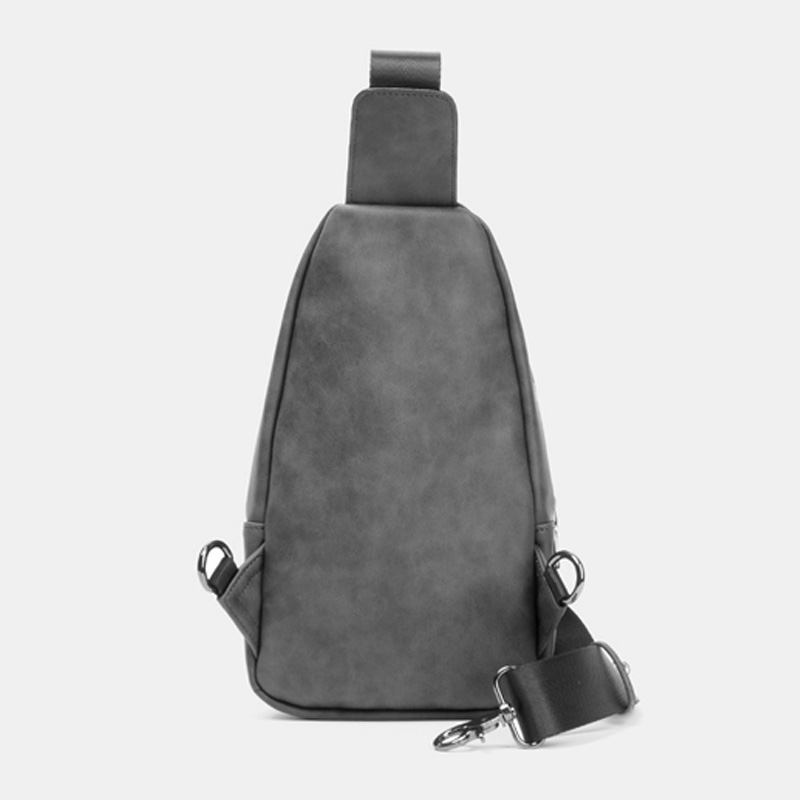 Ensfarget Hodetelefon-hulldesign For Menn Brystveske Med Flere Lommer Uformell Utendørs Pu Mykt Skinn Slitasjebestandig Crossbody-vesker Skulderveske