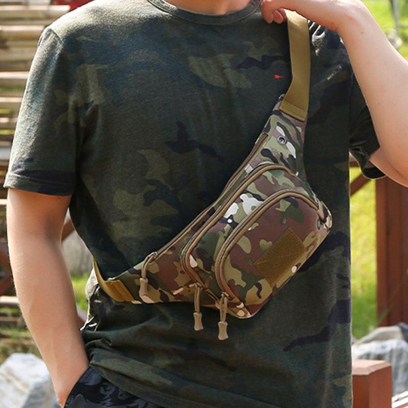 Herre Nylon Multi-carry Multi-pocket Outdoor Tactical Camouflage Riding Midjeveske Skulderveske Brystveske