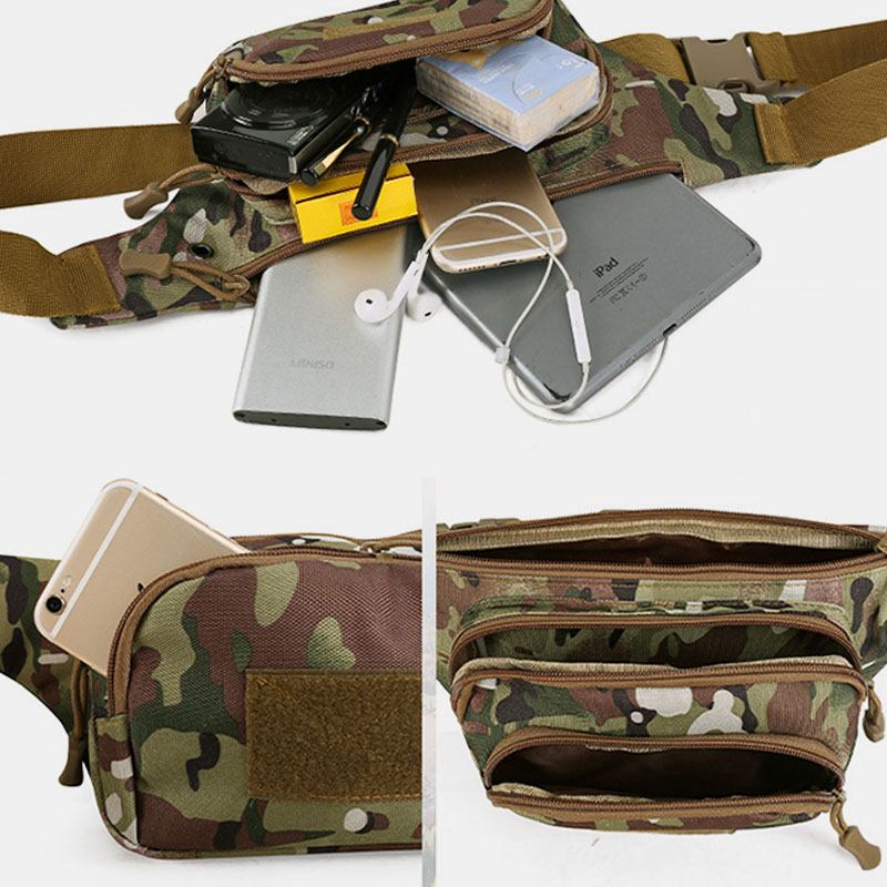 Herre Nylon Multi-carry Multi-pocket Outdoor Tactical Camouflage Riding Midjeveske Skulderveske Brystveske