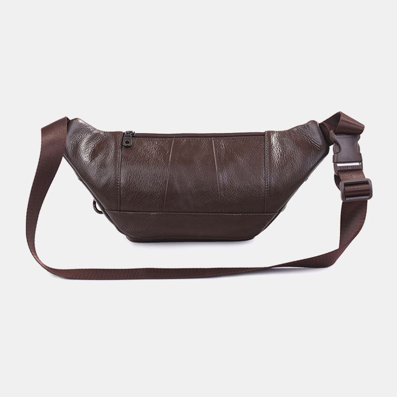 Menn Ekte Skinn Ensfarget Multi-carry Crossbody Veske Brystveske Belteveske Midjeveske