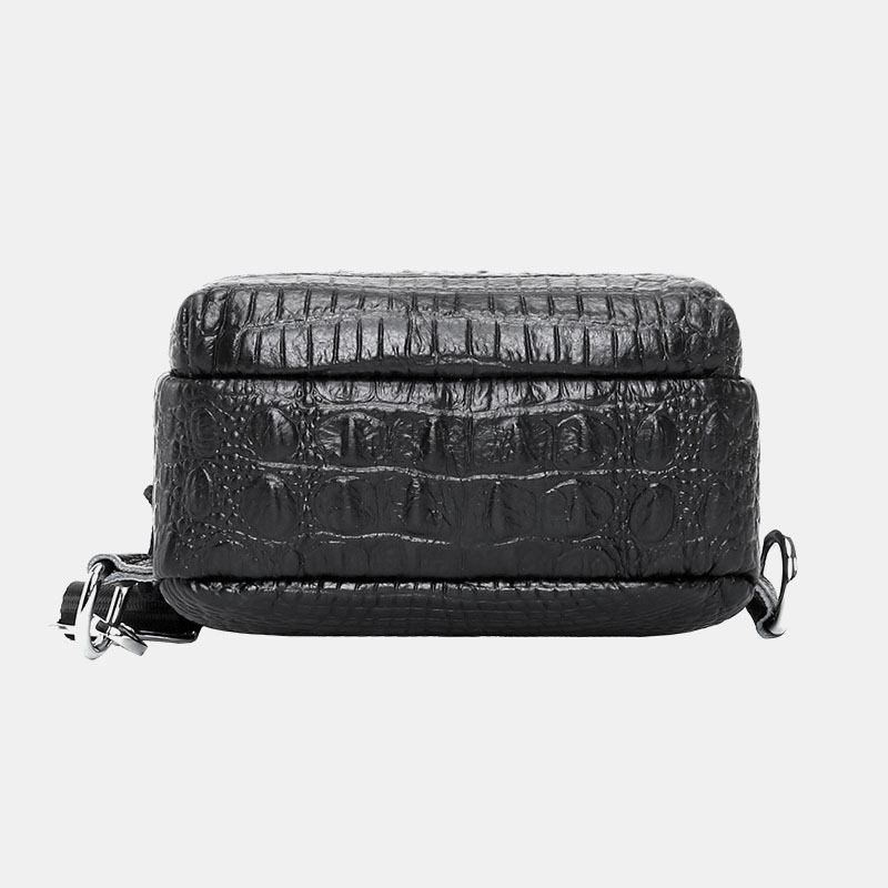 Menn Ekte Skinn Krokodillemønster Med Stor Kapasitet Vintage 6.5 Tommers Brystvesker Crossbody-veske Skulderveske