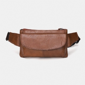 Menn Ekte Skinn Multi-lomme Anti-tyveri Multifunksjonell Crossbody Veske Brystveske Sling Bag