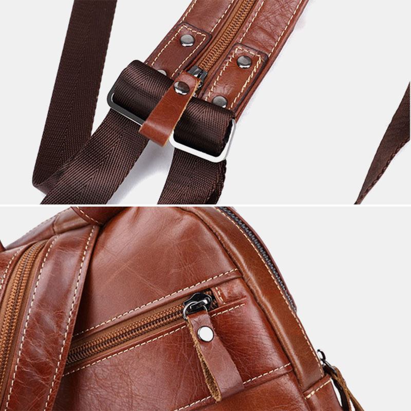 Menn Ekte Skinn Multi-lomme Krokodille Mønster Brystveske Multifunksjon Anti-tyveri Crossbody Skulderveske