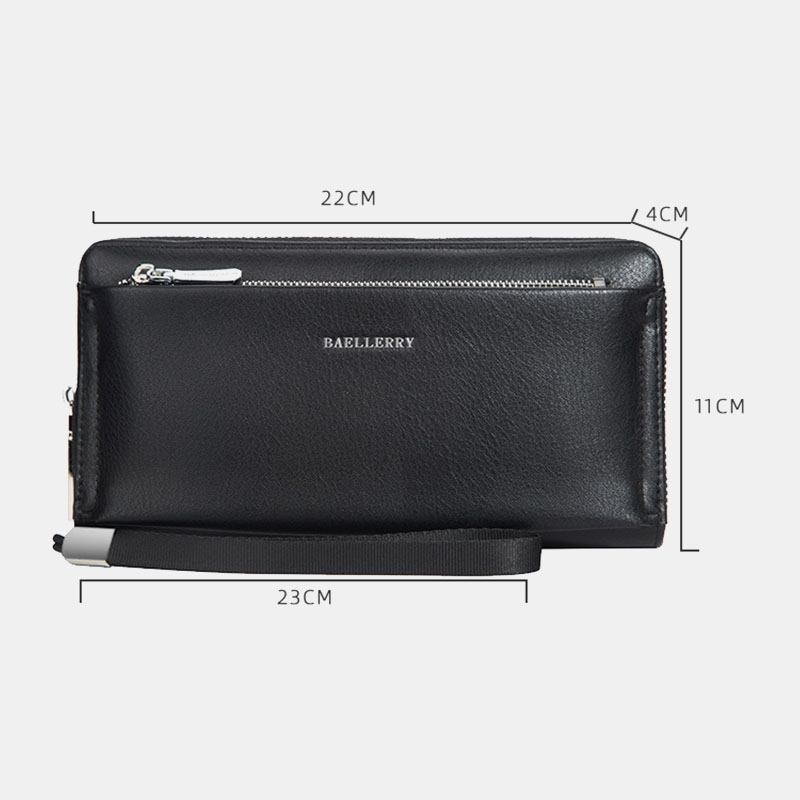 Menn Faux Leather Lang Lommebok Clutches Veske Telefonveske