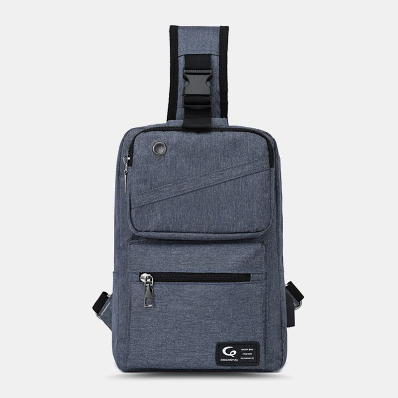 Menn Med Stor Kapasitet Usb-oppladbart Hull For Hodetelefoner Vanntette Brystvesker Skulderveske Crossbody-vesker