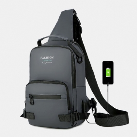 Menn Multi-layers Space Business Solid Skulderveske Crossbody Veske Brystveske Med Usb-lading