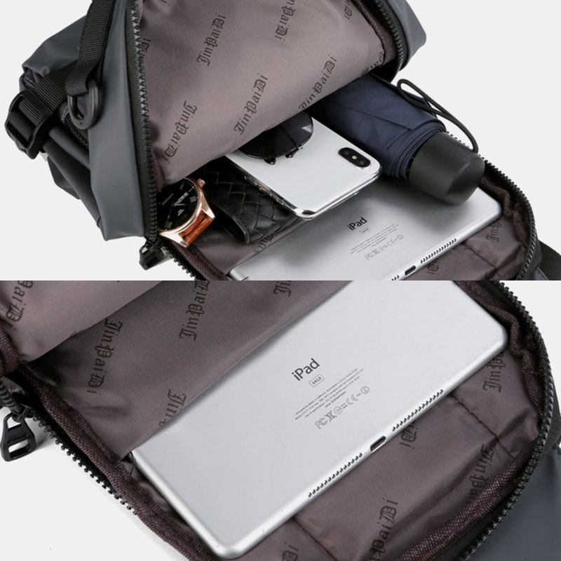 Menn Multi-layers Space Business Solid Skulderveske Crossbody Veske Brystveske Med Usb-lading