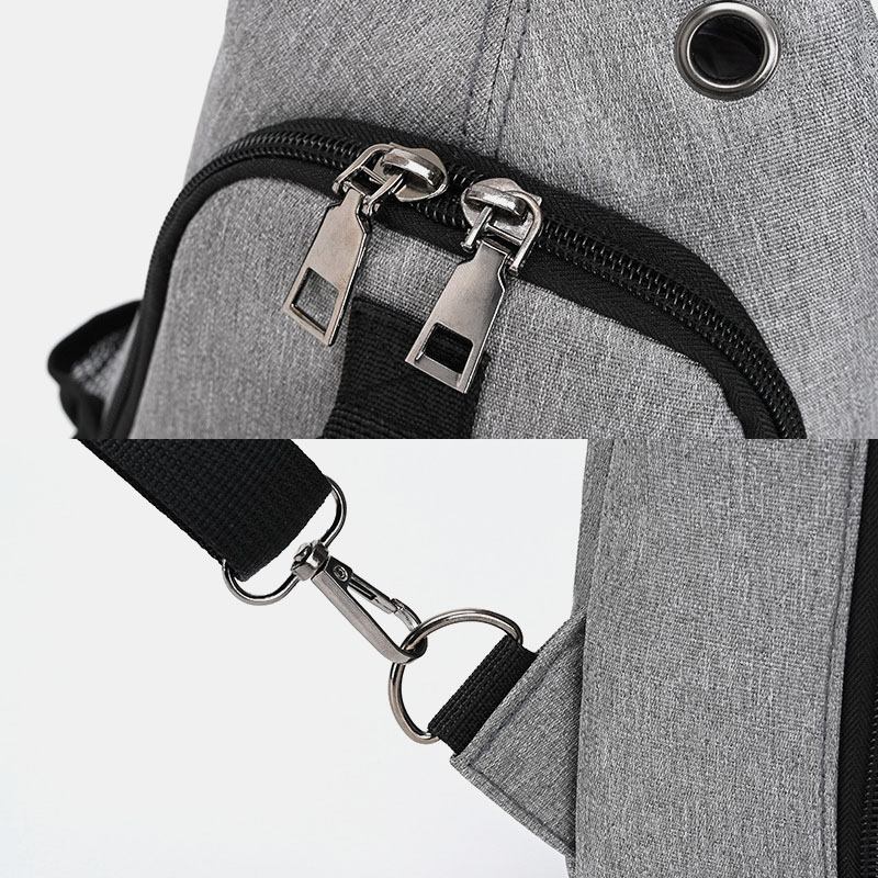 Menn Multifunksjon Vanntett Usb Ladbar Hodetelefon Hull Brystvesker Ryggsekk Skulderveske Crossbody-vesker