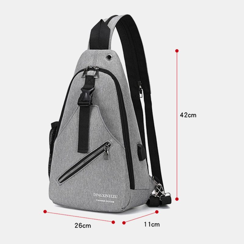 Menn Multifunksjon Vanntett Usb Ladbar Hodetelefon Hull Brystvesker Ryggsekk Skulderveske Crossbody-vesker