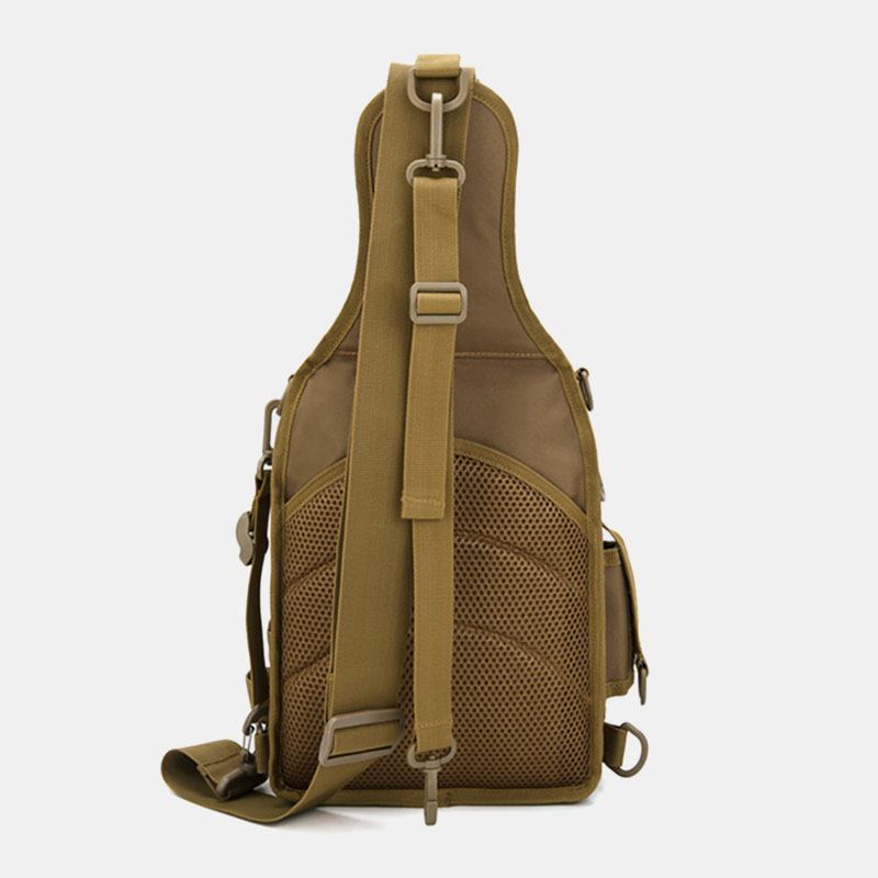 Menn Nylon Kamuflasje Multifunksjon Stor Kapasitet Utendørs Fiske Crossbody Bags Bryst Veske Tactical Bag