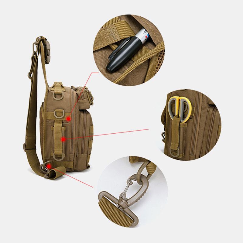 Menn Nylon Kamuflasje Multifunksjon Stor Kapasitet Utendørs Fiske Crossbody Bags Bryst Veske Tactical Bag