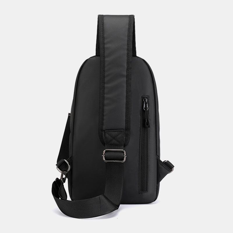 Menn Nylon Øretelefon Hull Vanntett Utendørs Crossbody Veske Bryst Veske Sling Bag