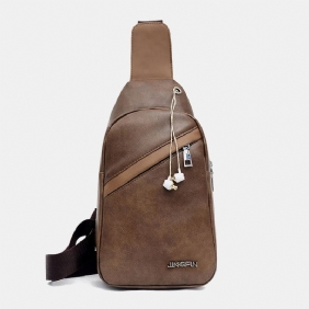 Menn Øretelefonhull Med Stor Kapasitet Business Multi-pocket Crossbody Veske Brystveske Sling Bag