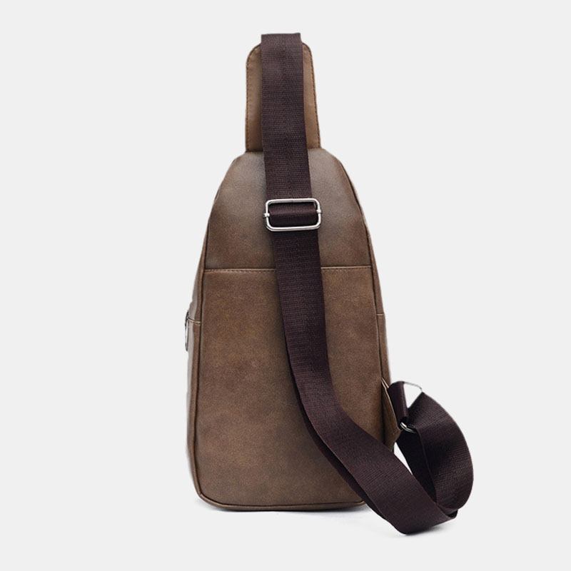 Menn Øretelefonhull Med Stor Kapasitet Business Multi-pocket Crossbody Veske Brystveske Sling Bag