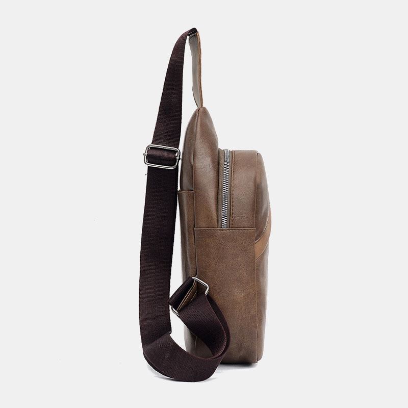 Menn Øretelefonhull Med Stor Kapasitet Business Multi-pocket Crossbody Veske Brystveske Sling Bag