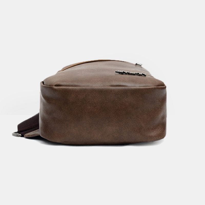 Menn Øretelefonhull Med Stor Kapasitet Business Multi-pocket Crossbody Veske Brystveske Sling Bag